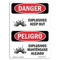 Signmission Safety Sign, OSHA Danger, 24" Height, Explosives Keep Out Bilingual Spanish OS-DS-D-1824-VS-1215